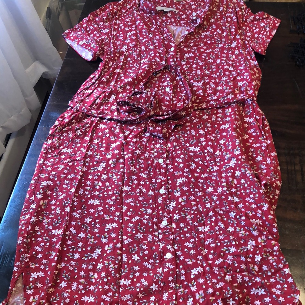 Printed button down dress